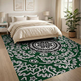 Green Traditional Persian Emerald Mandala Persian Area Rug
