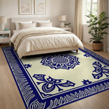 Traditional Persian Blue and Teal Navy Blue Mandala Persian Area Rug