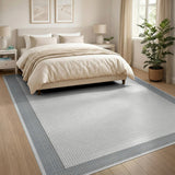 Sleek Grey Border Modern Area Rug