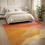 Layered Sunset Waves Abstract Area Rug