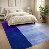 Distressed Purple Blue Geometric Block Area Rug