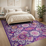 Purple Persian Floral Medallion Rug