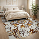 Elegant Beige Mandala Floral Area Rug