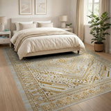 Gold Geometric Heritage Tribal Area Rug