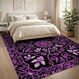 Pink Vintage Pink Butterfly Floral Area Rug