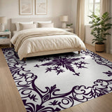 Purple Ornate Floral Frame Area Rug