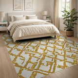 Golden Lattice Geometric Area Rug