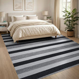 Black White Striped Geometric No. 2 Area Rug