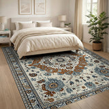 Ivory Blue Traditional Persian Area Rug