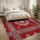 Red Snowflake Medallion Area Rug