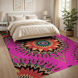 Vibrant Pink Mandala Floral Boho Area Rug
