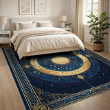 ODIKA Celestial Navy and Gold Washable Low Pile Area Rug