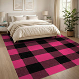 Multi-color and Patterns Bold Pink Black Plaid Area Rug