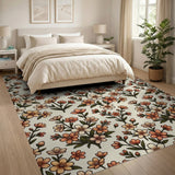 Vintage Orange Wildflower Area Rug
