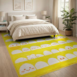 Cute Kawaii Egg Faces Yellow Area Rug