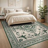 Traditional Persian Ornate Green Floral Medallion Area Rug
