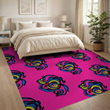 Vibrant Pink Multi-Color Spiral Seahorse Area Rug