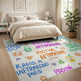 Vibrant Positive Affirmations Doodle Area Rug