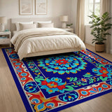 Vibrant Navy Persian Mandala Area Rug