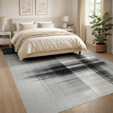 Abstract Geometric Grid Area Rug in Black White