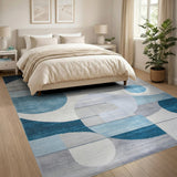 Geometric Modern Teal Blue Abstract Geometric Area Rug