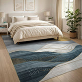 Abstract Area Abstract Blue Wave Mountain Area Rug