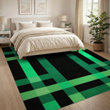 Geometric Modern Vibrant Green Black Plaid Area Rug