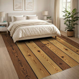 ODIKA Washable Rustic Wood Plank Print Rug - Non-Slip Low Pile Area Rug, Pet & Kid Friendly