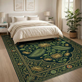 Navy Gold Chrysanthemum Persian Area Rug