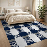Navy Grey Wavy Abstract Area Rug
