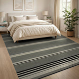 Grey Striped Geometric Area Rug