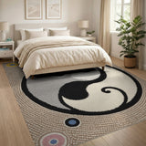 Yin Yang Tribal Area Rug with Colorful Dots
