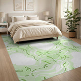 Green Wavy Leaf Abstract Area Rug