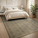 Geometric Modern Beige and Neutral Beige Geometric Lattice Area Rug
