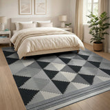 Black and White Black White Geometric Triangle Area Rug
