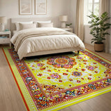 Multi-color and Patterns Traditional Persian Vibrant Yellow Persian Medallion Area Rug
