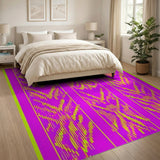 Vibrant Pink Green Heritage Tribal Area Rug