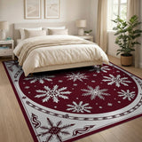 Ornate Snowflake Red Area Rug