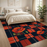Red Poppy Plaid Area Rug