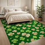 Sparkling Shamrock Clover Pattern Area Rug