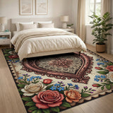 Vintage Lace Heart Rose Garden Area Rug
