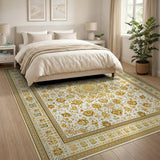 Gold and Silver Elegant Gold Persian Medallion Area Rug