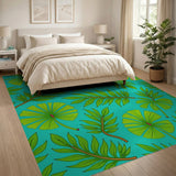 Teal Green Palm Frond Area Rug