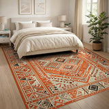 Orange Burnt Orange Geometric Southwestern Area Rug