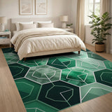 Emerald Crystal Hexagon Green Area Rug