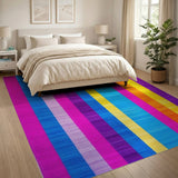 Geometric Modern Multi-color and Patterns Vibrant Multi-Color Vertical Stripe Area Rug