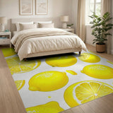 Fruit Pattern Yellow Vibrant Lemon Fruit Pattern Area Rug