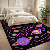 Multi-color and Patterns Vibrant Cosmic Planets Kids Area Rug