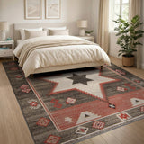 Southwestern Red Star Geometric Area Rug