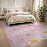 Pink Princess Crowns Castles Shamrocks Area Rug